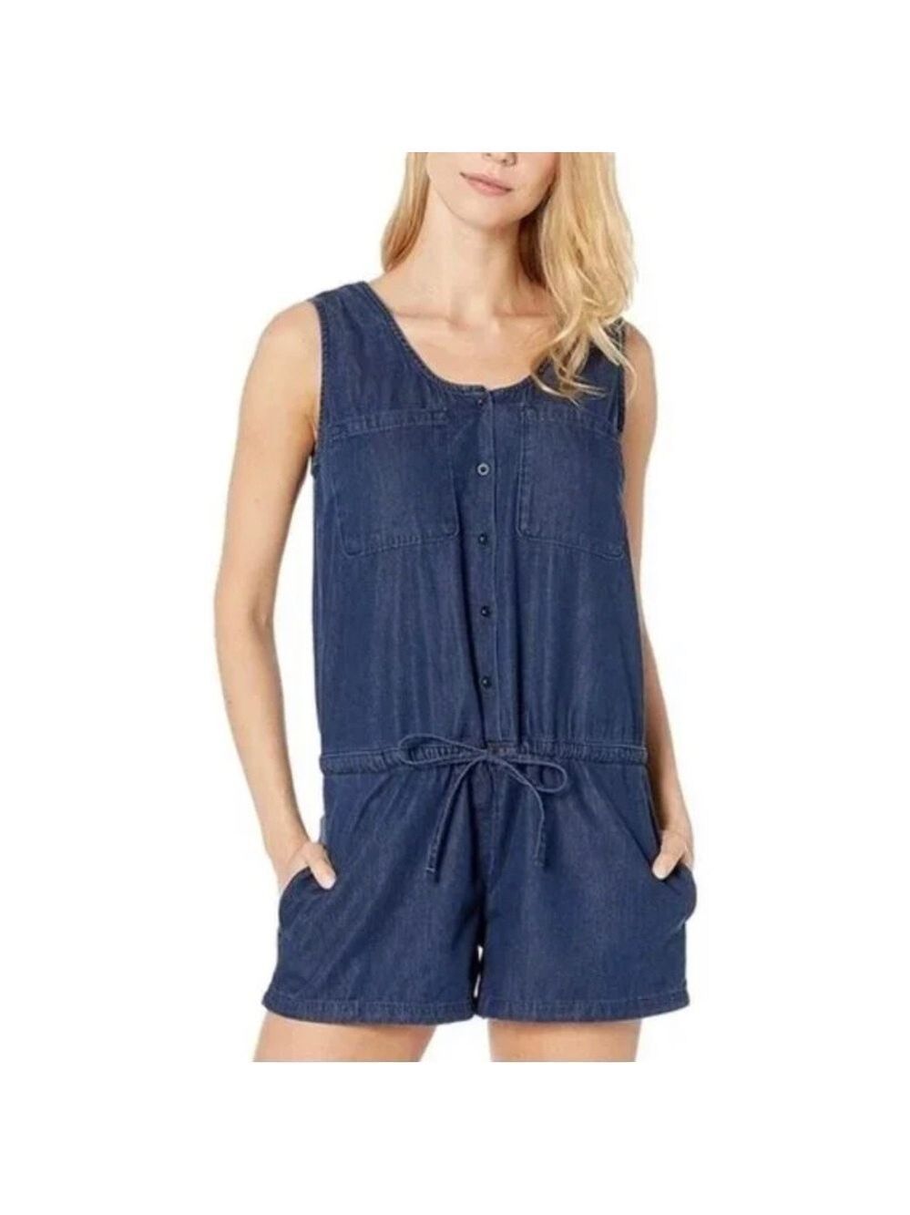 Mavi Tencel Lyocell Denim Shorts Romper Large NEW Summer Casual One Piece